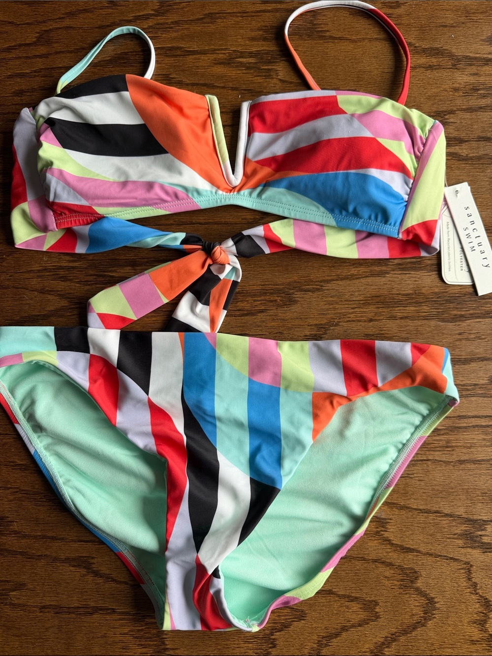 Sanctuary Multicolor Striped Bikini - Mint, Red, Blue, Black, Pink, Orange